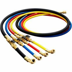 Hilmor H60BVS 60" Refrigeration Hoses With Ball Valve Adapters 1839143, 1/4" & 3/8", Set Of 4