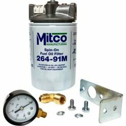 Mitco 264-90GBM Spin-On Oil Filter, Complete W/Top, Mounting Bracket & Gauge - Pkg Qty 12